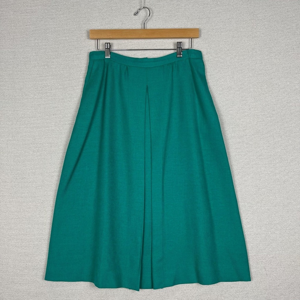 Vtg 80s JH Collectibles Skirt Womens 10/M Teal A Line Midi  Secretary Chic Retro